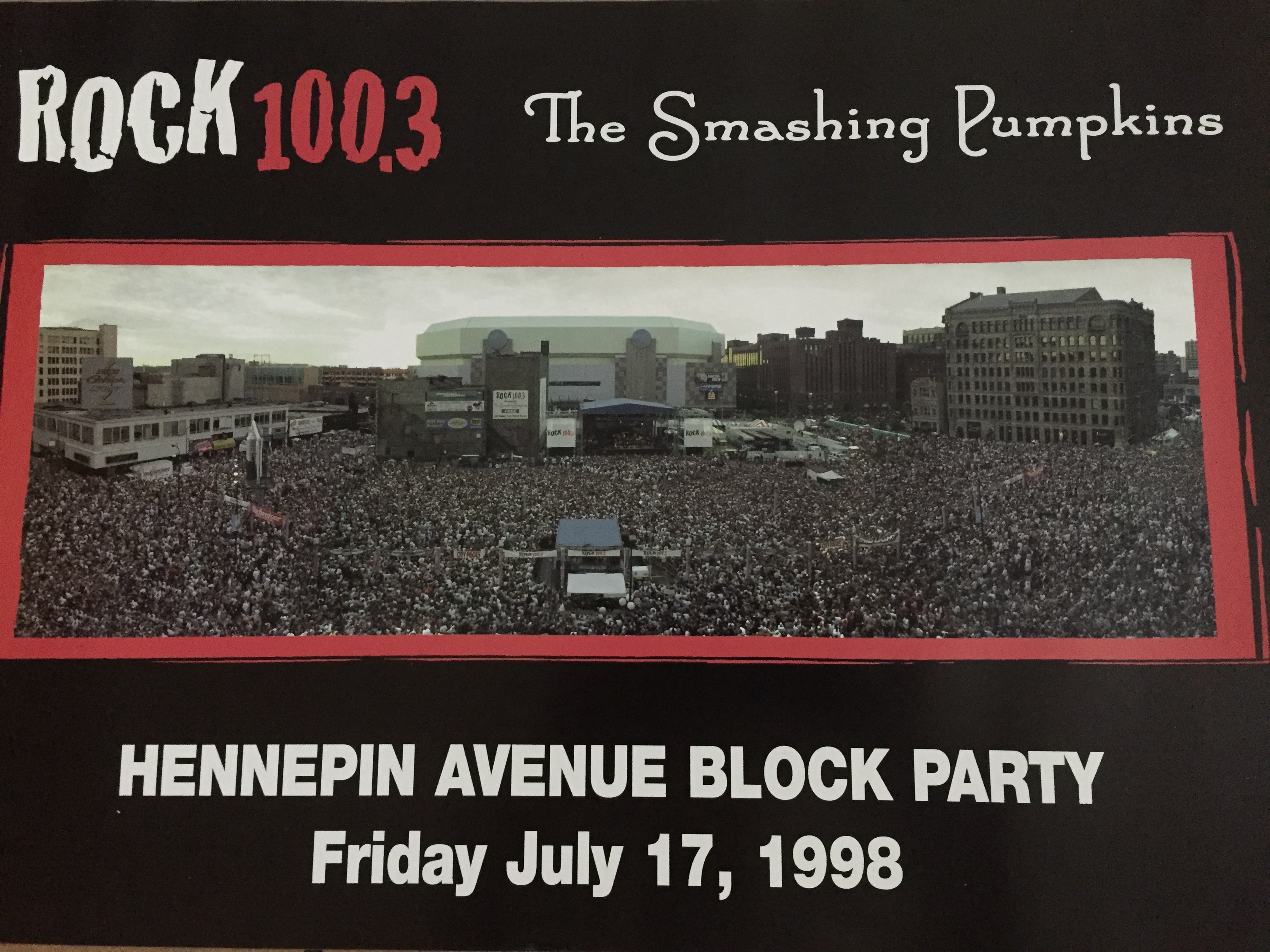 Rock 100.3 flyer for The Smashing Pumpkins, July 17, 1998